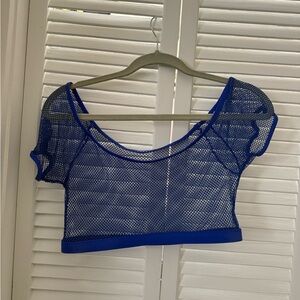Blue Mesh Crop Top